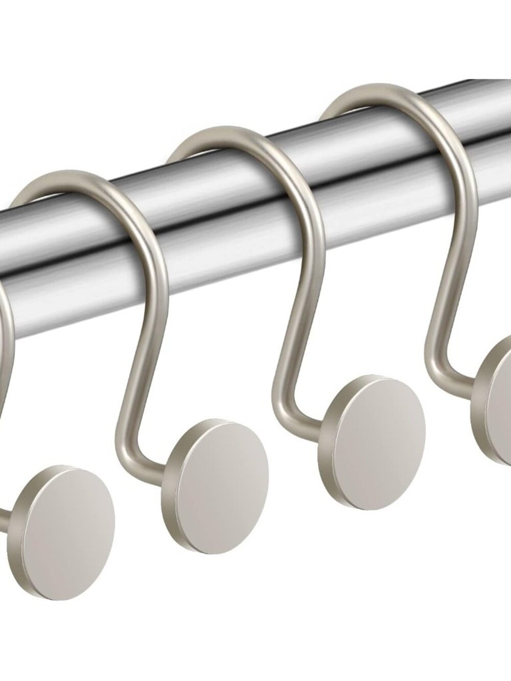 Nickel Shower Curtain Hooks, Rustproof Shower Curtain Rings for Bathroom, Metal
